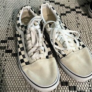 White checkered Vans